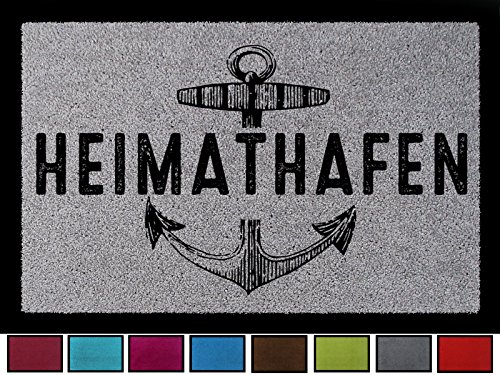 TÜRMATTE Fußmatte HEIMATHAFEN Maritim Eingang Einzug Flur Badezimmer Türvorleger Hellgrau - 2