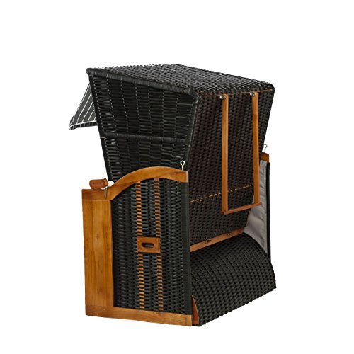 Strandkorb BALTIC AOC Ostsee Serie, Geflecht anthrazit, fertig montiert, mit Hülle, von LILIMO ® - 9
