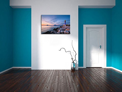 Leuchtturm bei Ebbe Bild auf Leinwand, XXL riesige Bilder fertig gerahmt mit Keilrahmen, Kunstdruck auf Wandbild mit Rahmen, guenstiger als Gemaelde oder Bild, kein Poster oder Plakat, Format:120x80 cm - 4