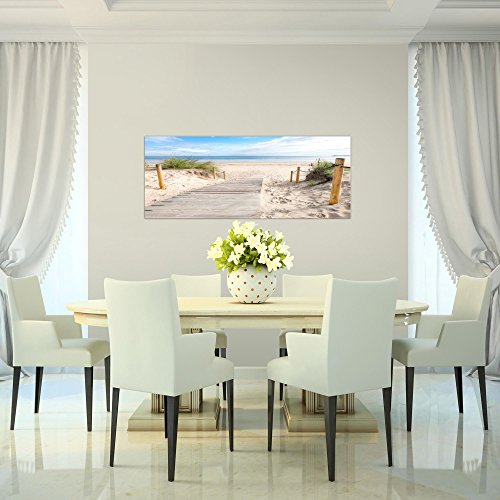 Bilder Strand Meer Wandbild Vlies - Leinwand Bild XXL Format Wandbilder Wohnzimmer Wohnung Deko Kunstdrucke Blau 1 Teilig - MADE IN GERMANY - Fertig zum Aufhängen 607312b - 4